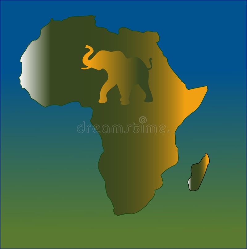 Map of Africa abstract with integrated Elephant. Map of Africa abstract with integrated Elephant