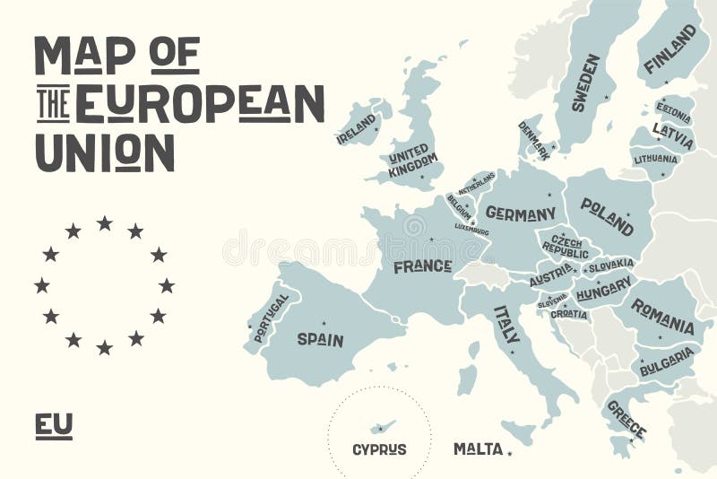 Carte Daffiche De Lunion Européenne Avec Des Noms Du Pays