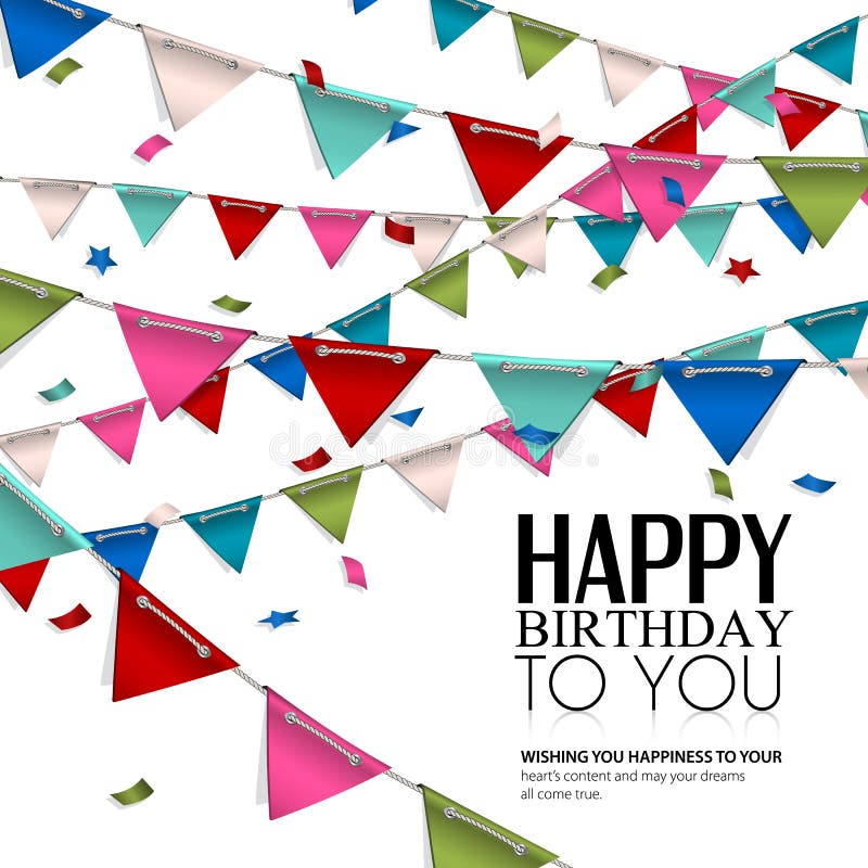 Carte d'anniversaire de vecteur avec les confettis et l'étamine illustration de vecteur Carte d'anniversaire de vecteur avec les confettis et l'étamine illustration de vecteur