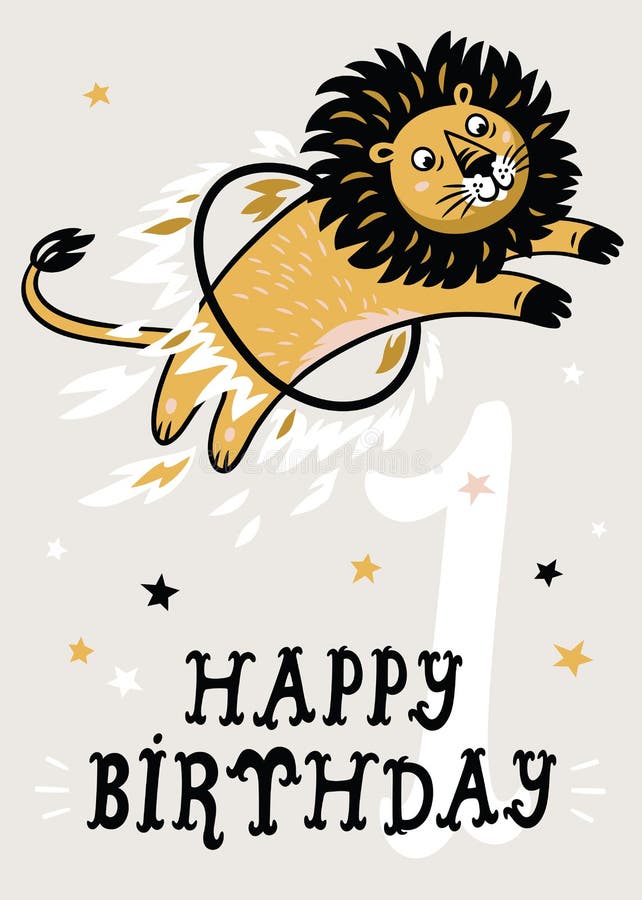 Carte D Anniversaire Pour Le Bebe De 1 An Illustration De Vecteur Illustration Du Enfants Vacances