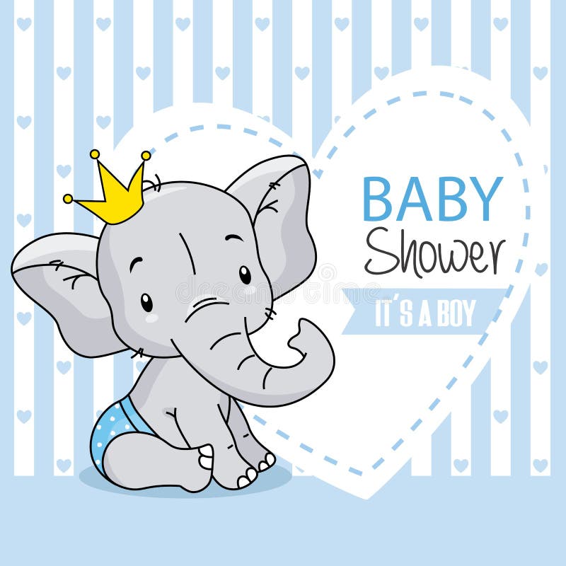 Baby boy arrival card. cute baby elephant. space for text. Baby boy arrival card. cute baby elephant. space for text
