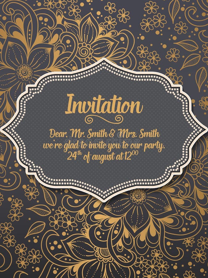 Carte d'invitation et d'annonce de mariage avec l'ornement dans le style Arabe Modèle d'arabesque illustration stock Carte d'invitation et d'annonce de mariage avec l'ornement dans le style Arabe Modèle d'arabesque illustration stock