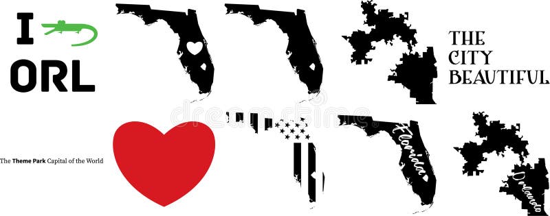 Carte d'Orlando la Floride USA la ville belle illustration stock Carte d'Orlando la Floride USA la ville belle illustration stock