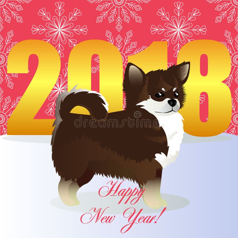 Carte de bonne année avec le chiwawa illustration libre de droits Carte de bonne année avec le chiwawa illustration libre de droits