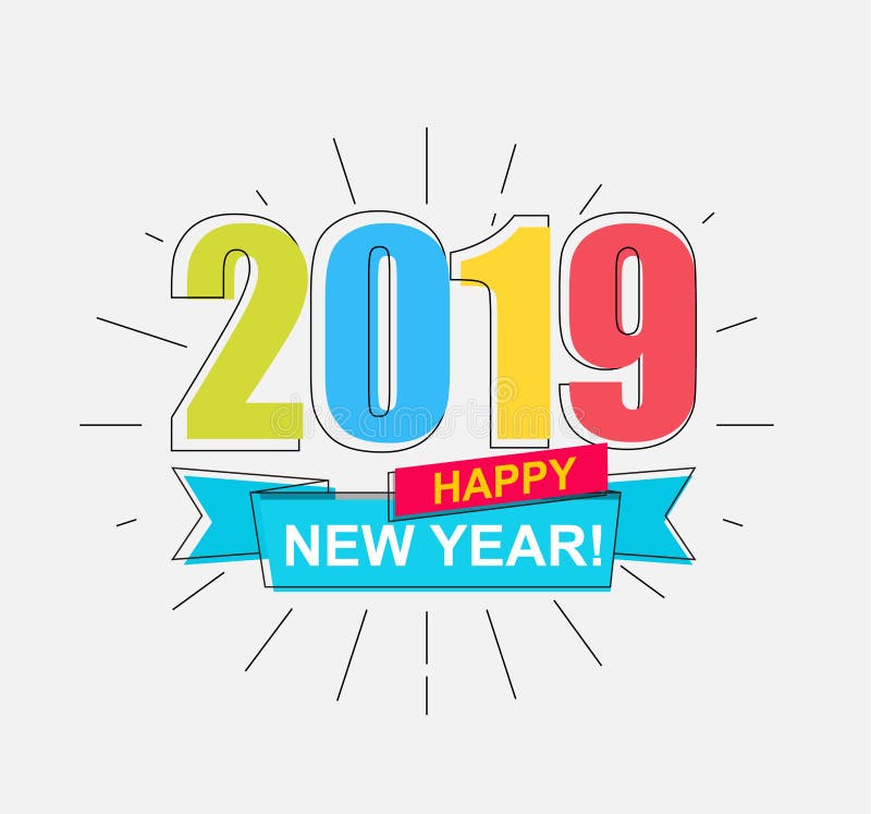 Carte de vœux pour le Nouvel An 2019 illustration libre de droits