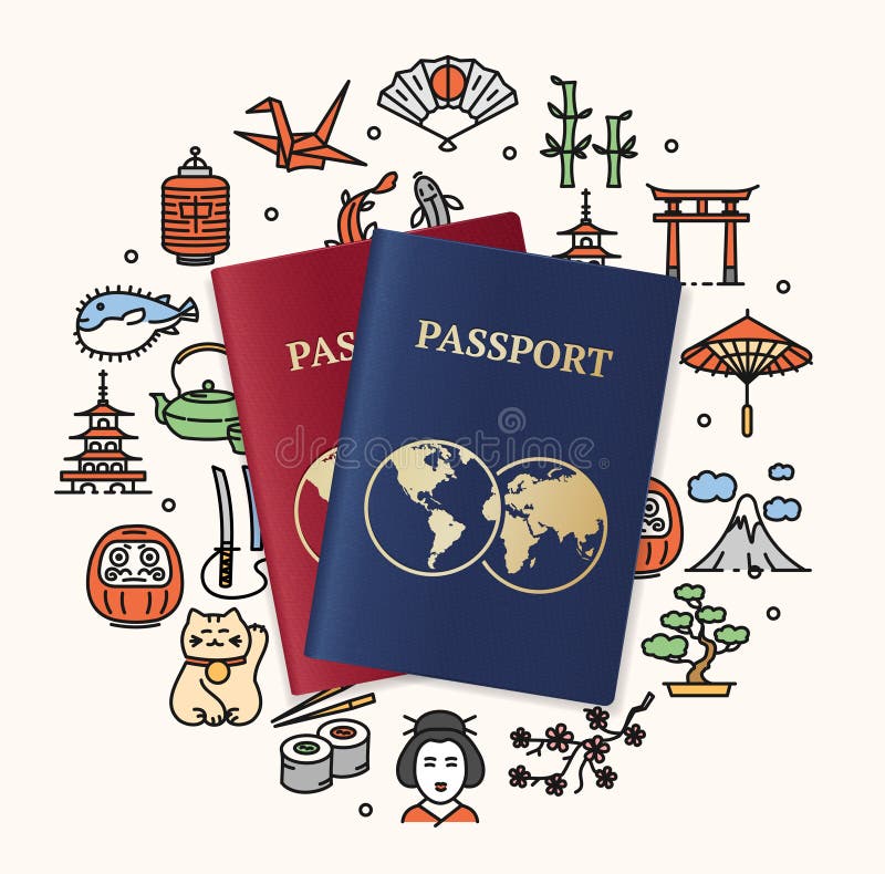 Carte de concept de voyage et de tourisme du Japon Vecteur illustration stock Carte de concept de voyage et de tourisme du Japon Vecteur illustration stock