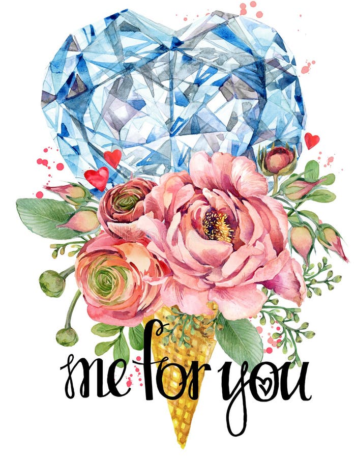 Carte de jour de Valentine Fleur de Rose et illustration rouge de coeur Fond de luxe en cristal de diamant illustration libre de droits Carte de jour de Valentine Fleur de Rose et illustration rouge de coeur Fond de luxe en cristal de diamant illustration libre de droits