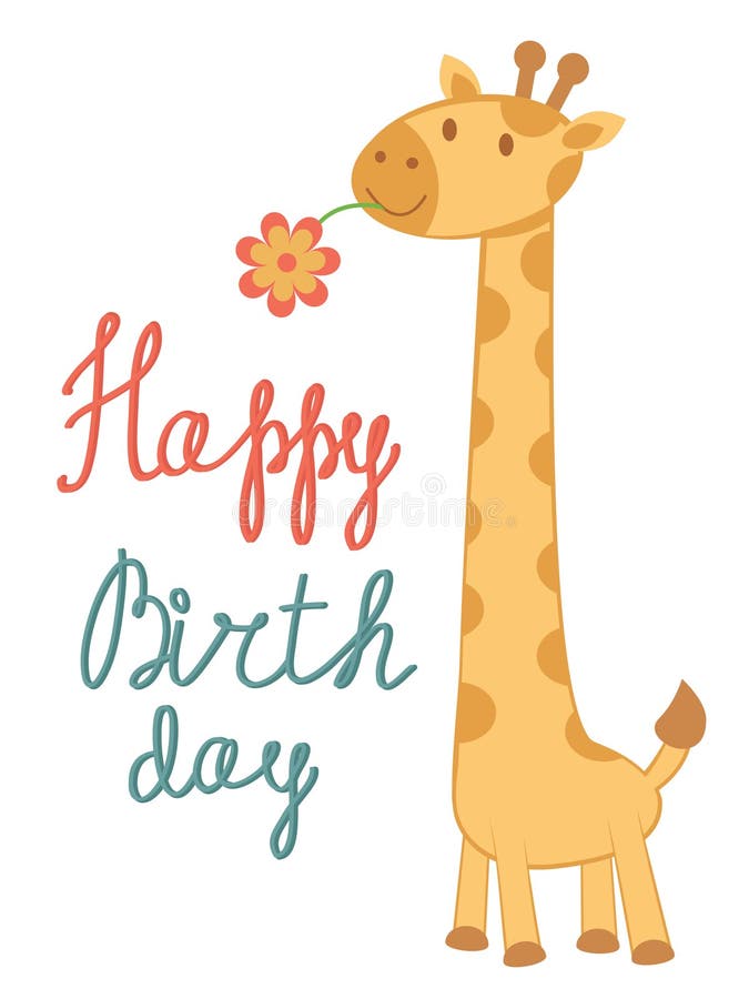 Carte De Joyeux Anniversaire Avec La Girafe Illustration De Vecteur Illustration Du Anniversaire Joyeux