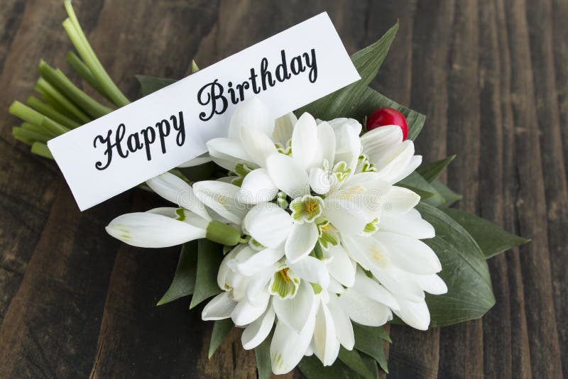 Carte De Joyeux Anniversaire Avec Le Bouquet Des Perce-neige Photo stock -  Image du frais, fleur: 86127158