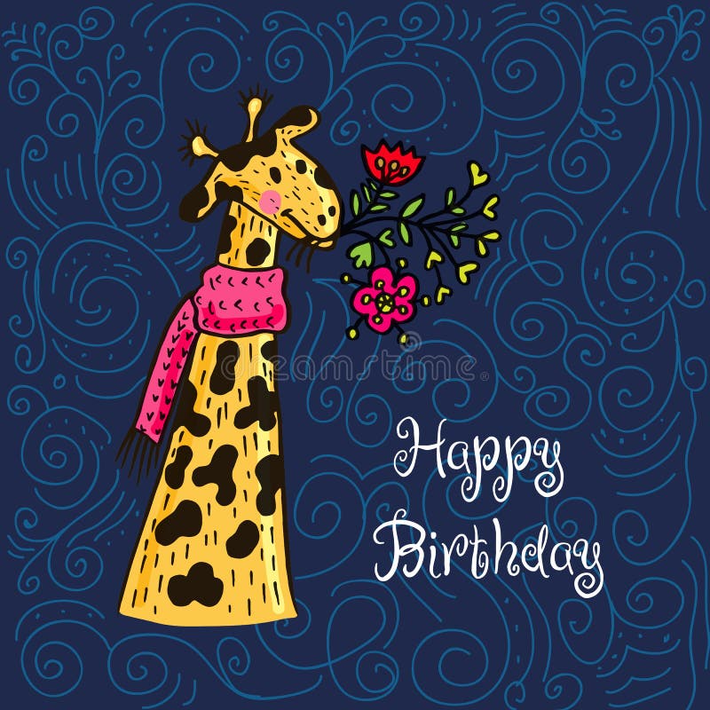 Carte De Joyeux Anniversaire Avec Le Caractere Et Les Fleurs De Girafe Illustration Stock Illustration Du Amusement Mascotte Carte De Joyeux Anniversaire Avec Le Caractere Et Les Fleurs De Girafe Illustration Stock Illustration Du Amusement Mascotte