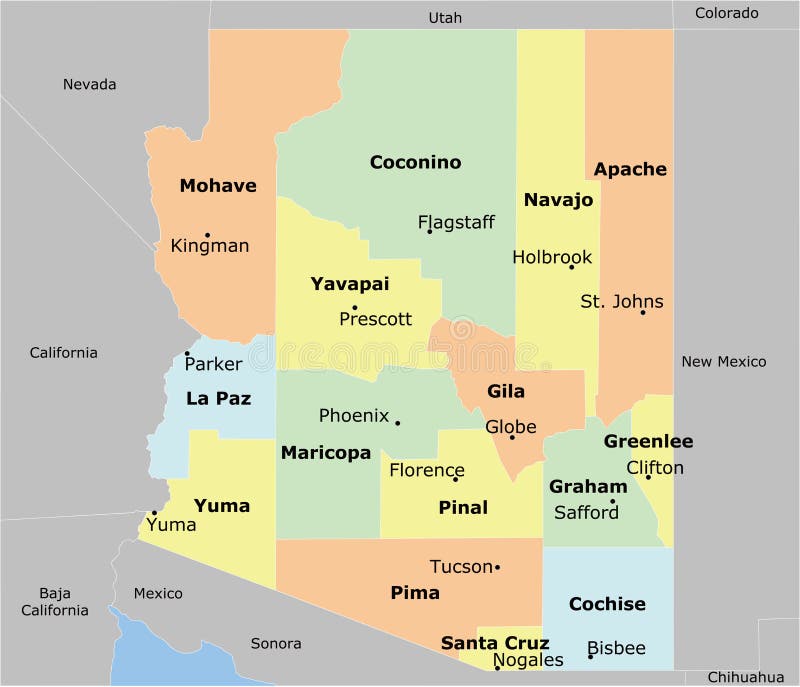 Carte de l'Arizona illustration de vecteur Carte de l'Arizona illustration de vecteur