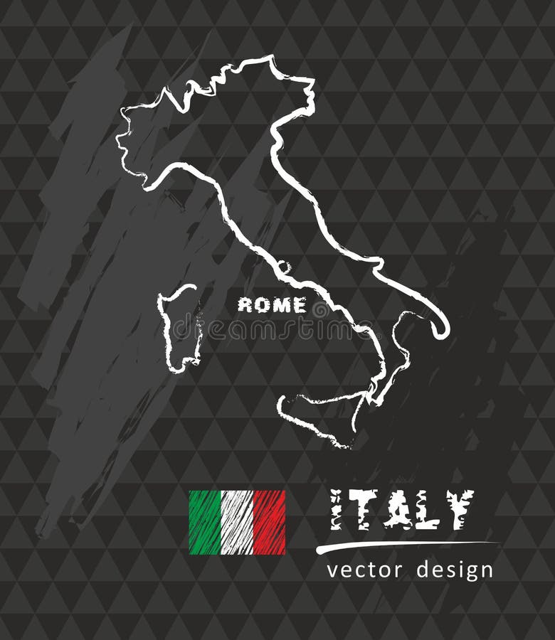 Carte de l'Italie, dessin de vecteur sur le tableau noir illustration libre de droits Carte de l'Italie, dessin de vecteur sur le tableau noir illustration libre de droits