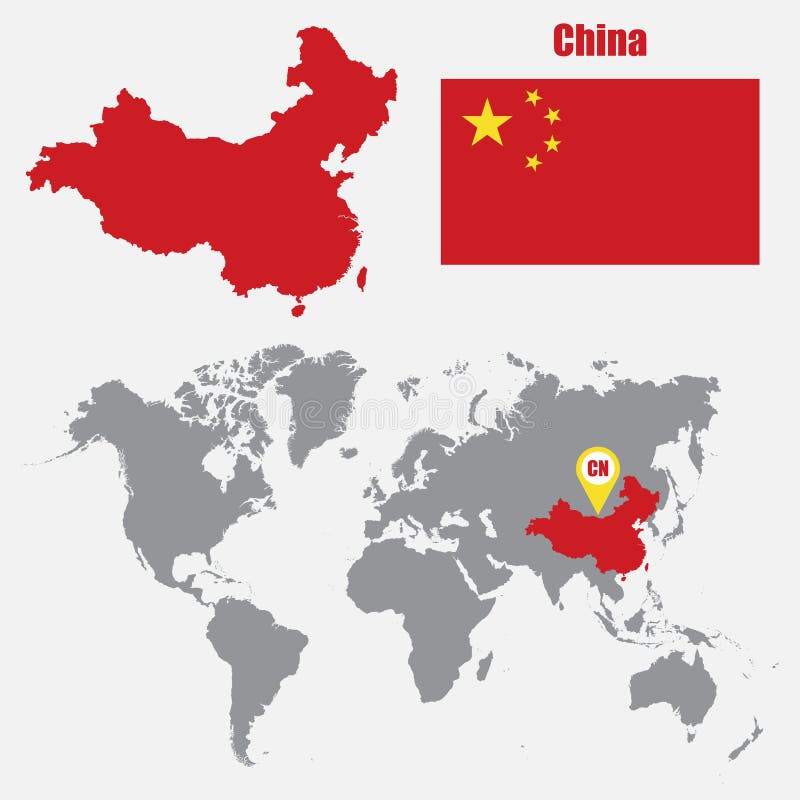 Carte De La Chine Sur Une Carte Du Monde Avec L'indicateur ...