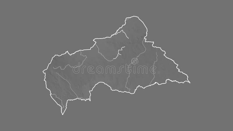 Carte de la République Centrafricaine. Régions. Niveaux de gris. illustration stock