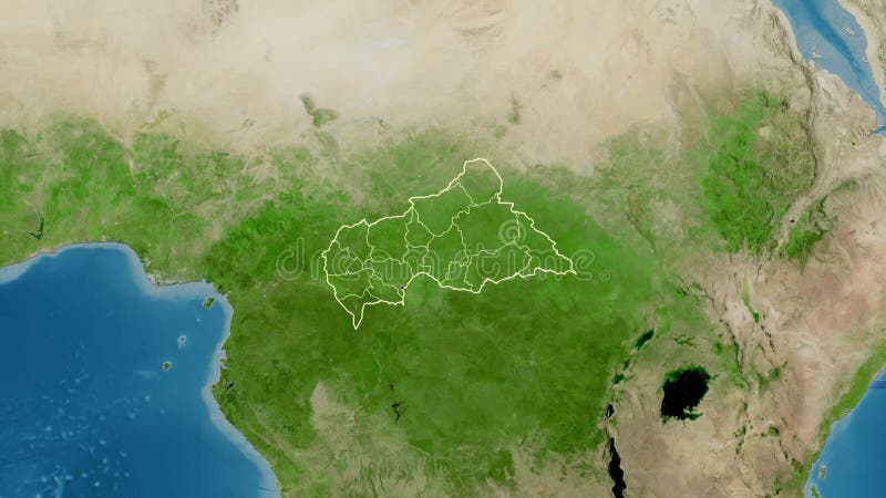 Carte de la République centrafricaine. Régions. Satellite. illustration stock