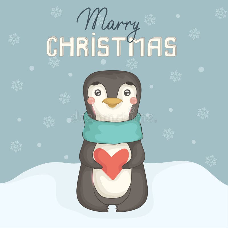 Pingouin Mignon Et Sapin De Noël Saison De Noël | Vecteur Premium