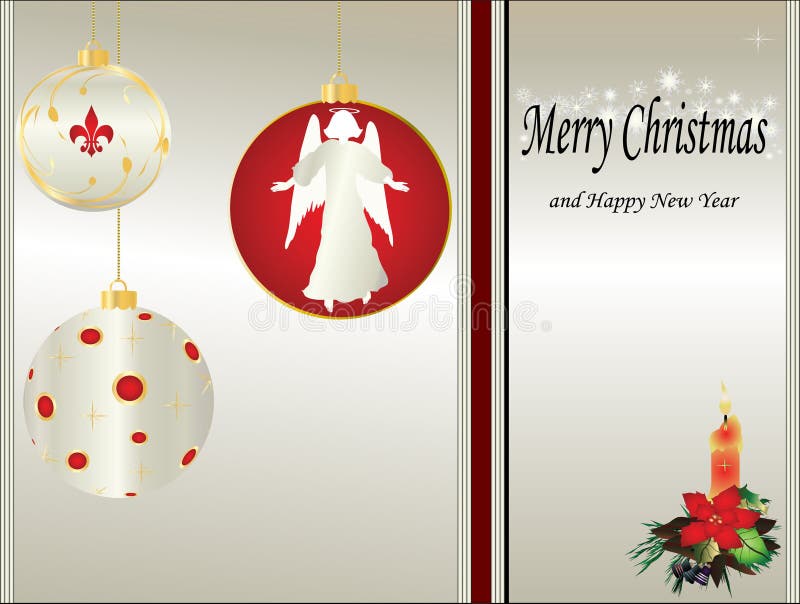 An old fashion Christmas card with main colors being gold, red, gray and white. An old fashion Christmas card with main colors being gold, red, gray and white.