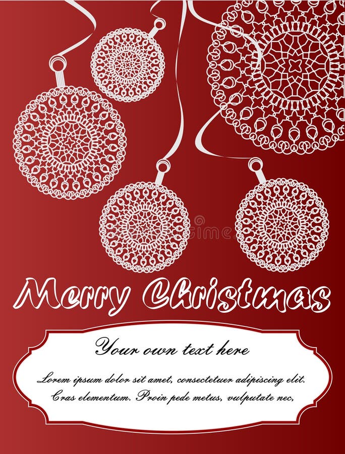 Carte de Noël avec des boules de dentelle illustration stock Carte de Noël avec des boules de dentelle illustration stock