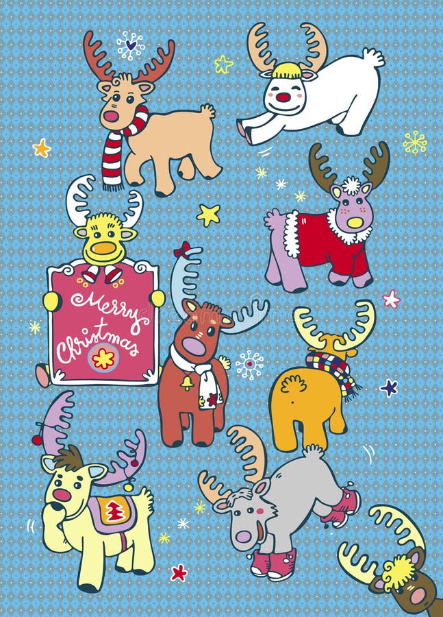Carte de Noël avec des rennes illustration libre de droits Carte de Noël avec des rennes illustration libre de droits