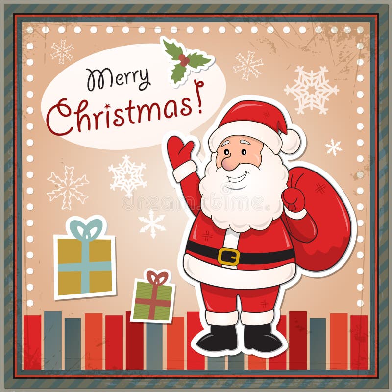 Carte de Noël de vintage avec Santa Claus illustration libre de droits Carte de Noël de vintage avec Santa Claus illustration libre de droits