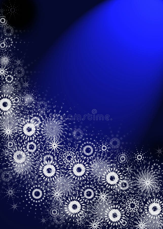 Christmas background. Blue magic light and snowflakes. Christmas background. Blue magic light and snowflakes