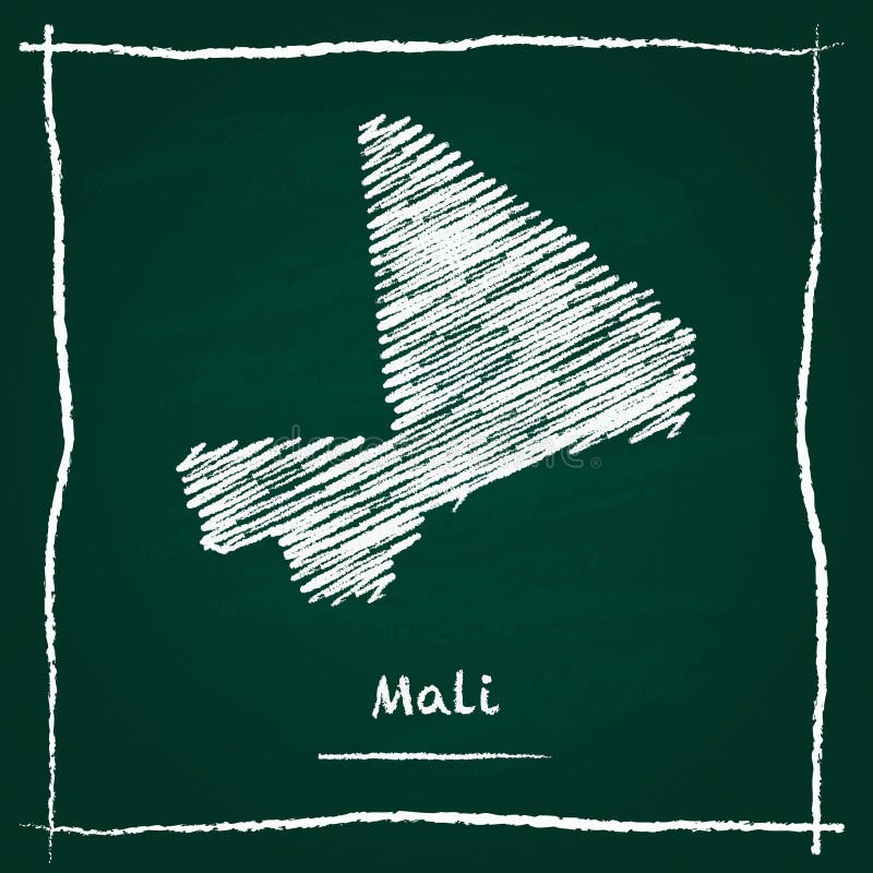 Carte de vecteur d'ensemble du Mali tirée par la main avec la craie dessus illustration stock Carte de vecteur d'ensemble du Mali tirée par la main avec la craie dessus illustration stock