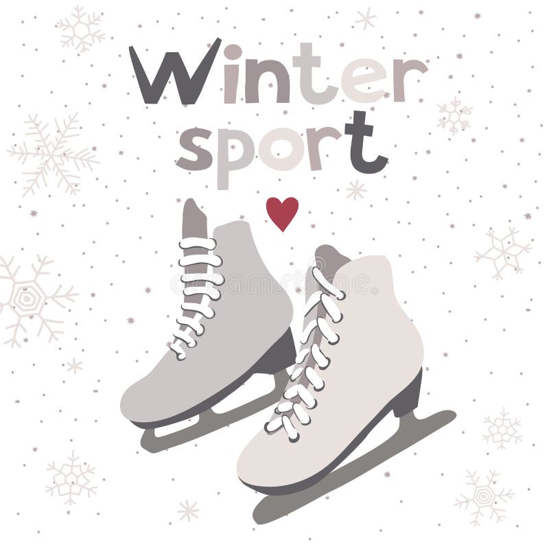 Carte de vecteur d'hiver avec des patins de glace illustration libre de droits Carte de vecteur d'hiver avec des patins de glace illustration libre de droits