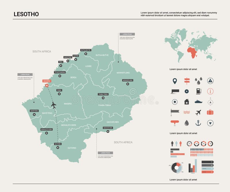 Le Lesotho Sur La Carte Du Monde Illustration De Vecteur