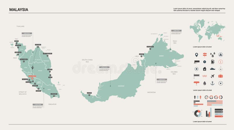 Carte De Vecteur De La Malaisie Carte De Pays Avec La