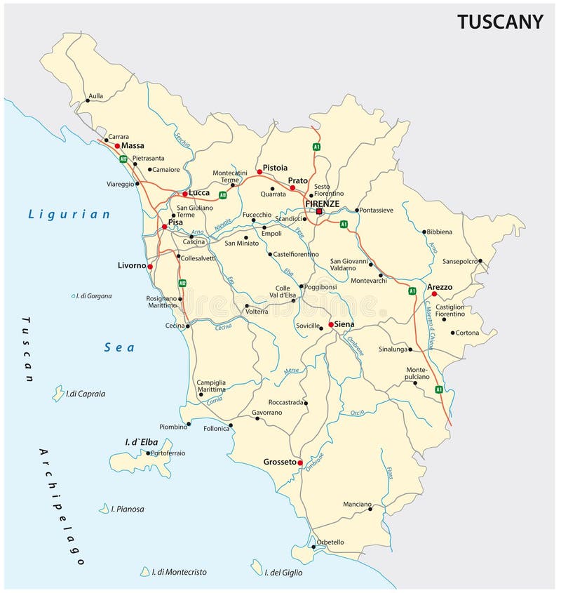 Carte De Vecteur De Route De La Region Italienne Toscane Illustration De Vecteur Illustration Du Italienne Region