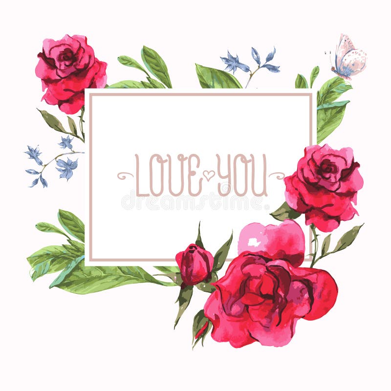 Carte de vintage d'invitation d'aquarelle avec la floraison illustration de vecteur Carte de vintage d'invitation d'aquarelle avec la floraison illustration de vecteur