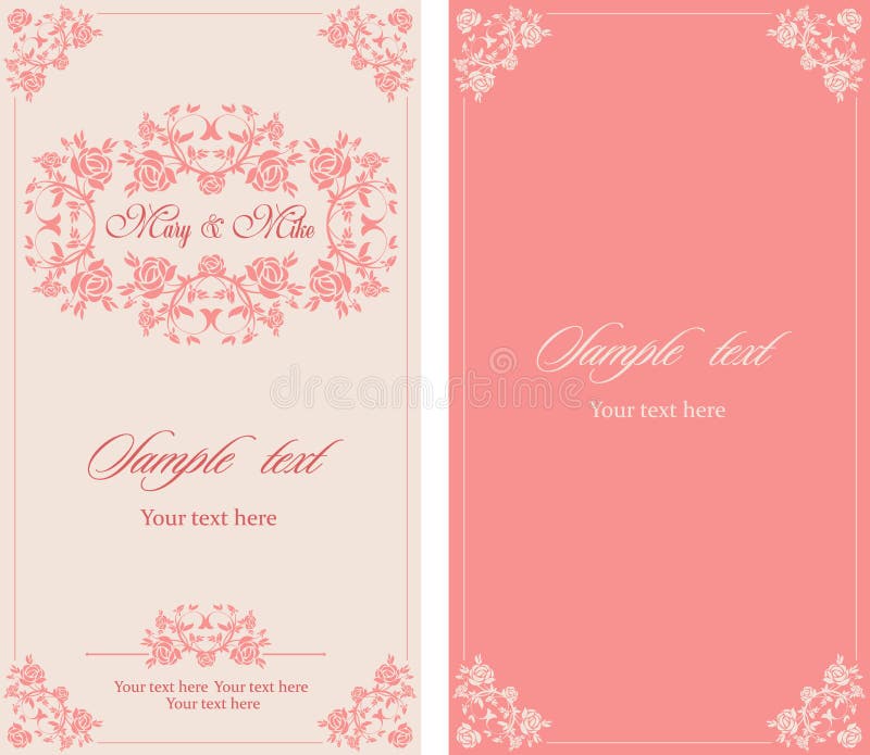 Carte de vintage d'invitation de mariage avec les éléments décoratifs floraux et antiques illustration stock Carte de vintage d'invitation de mariage avec les éléments décoratifs floraux et antiques illustration stock