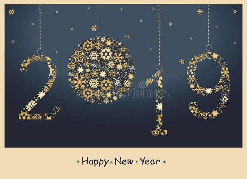 Carte de vœux pour le Nouvel An 2019 illustration stock