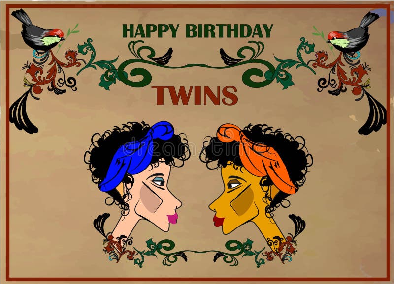 Carte de voeux de joyeux anniversaire pour des jumeaux illustration stock Carte de voeux de joyeux anniversaire pour des jumeaux illustration stock