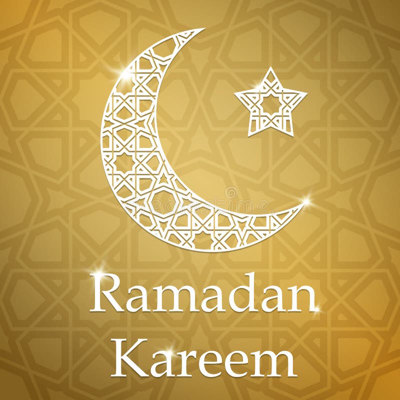 Carte de voeux de Ramadan Kareem avec la demi-lune et l'étoile illustration libre de droits Carte de voeux de Ramadan Kareem avec la demi-lune et l'étoile illustration libre de droits