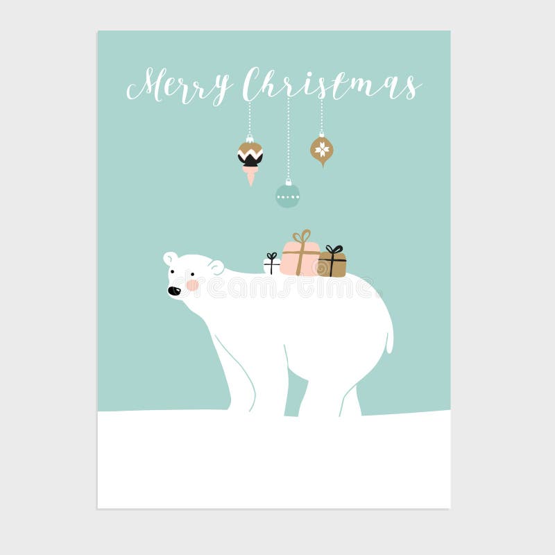 Carte de voeux mignonne de Noël, invitation avec l'ours blanc et boîte-cadeau Vecteur illustration libre de droits Carte de voeux mignonne de Noël, invitation avec l'ours blanc et boîte-cadeau Vecteur illustration libre de droits