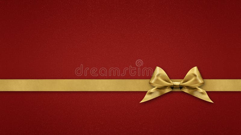 Carte de întâmpinare cu cadou necompletat cu bandă panglică lucioasă aurie, izolată pe fundalul roșu și pe șablonul spațiu pentru royalty free stock photography