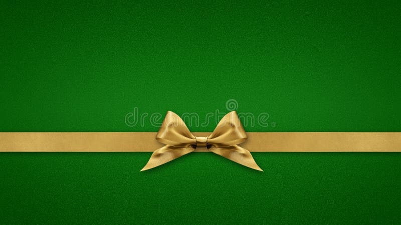 Carte de întâmpinare cu cadou necompletat cu bandă panglică lucioasă aurie, izolată în vizualizarea de fundal verde și în șablonul royalty free stock photo