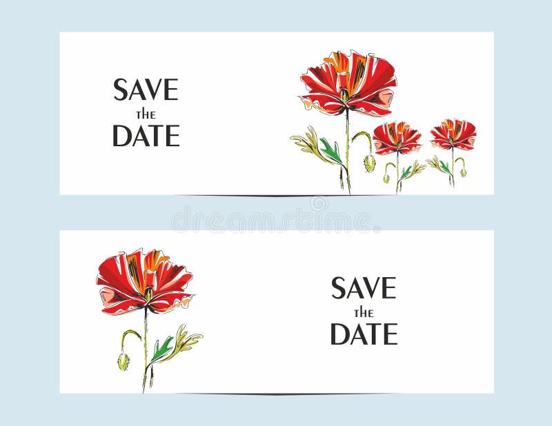 Carte dell'invito con un papavero rosso per la vostra progettazione illustrazione vettoriale Carte dell'invito con un papavero rosso per la vostra progettazione illustrazione vettoriale