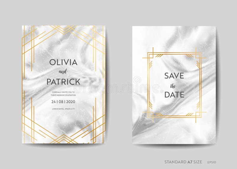 Carte dell'invito di nozze, Art Deco Style Save la data con il fondo di marmo d'avanguardia di struttura e la struttura geometric