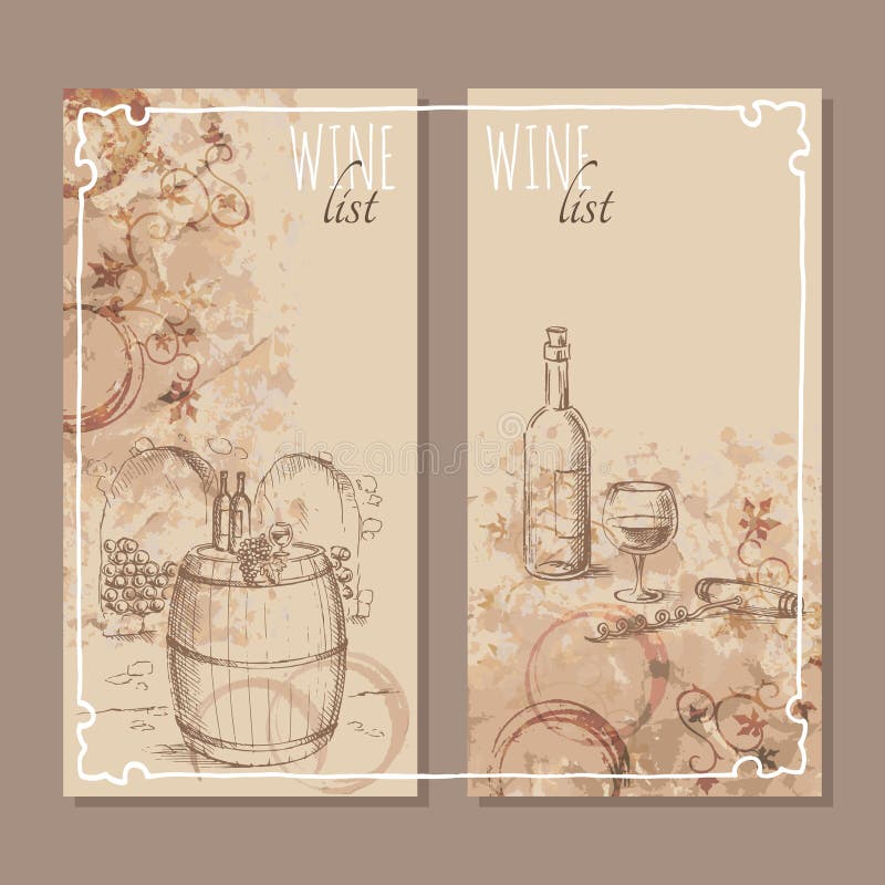 Carte della lista di vino Il menu carda lo schizzo royalty illustrazione gratis Carte della lista di vino Il menu carda lo schizzo royalty illustrazione gratis