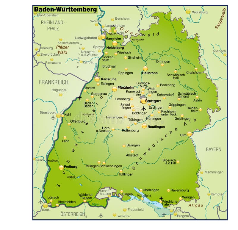 Carte du Bade-Wurtemberg illustration stock. Illustration du france