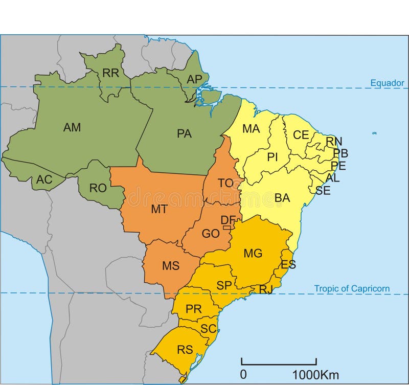 A Brazil map illustration with the statesseparated by color. For other maps, just see my portfolio!. A Brazil map illustration with the statesseparated by color. For other maps, just see my portfolio!