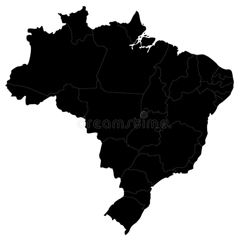 Blind map of Brazil with regions borders. Blind map of Brazil with regions borders