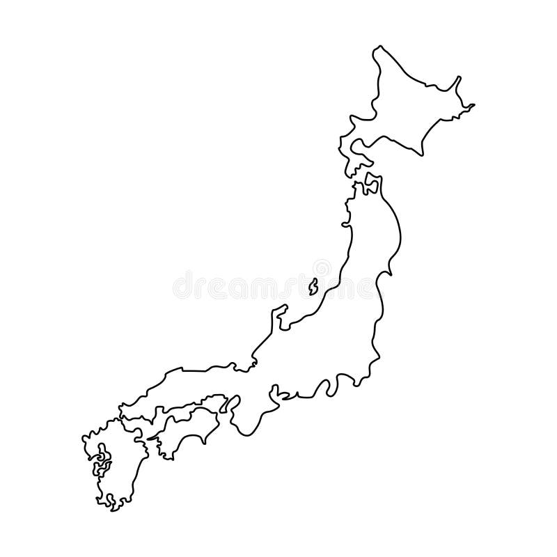 Carte du Japon, Carte japonaise, Noir et blanc Contour solide détaillé  Frontière Carte du pays du Japon, Téléchargement numérique instantané svg  png eps ai -  France