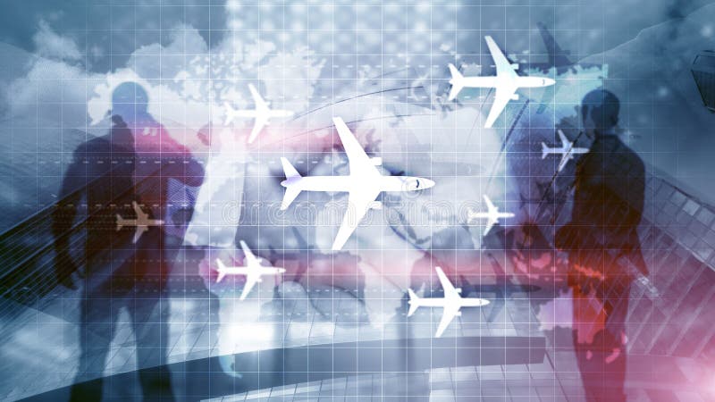 Carte du monde avec des avions d'itin?raires de vol Tourisme d'affaires de Global Aviation Fond de double exposition photo libre de droits Carte du monde avec des avions d'itin?raires de vol Tourisme d'affaires de Global Aviation Fond de double exposition photo libre de droits