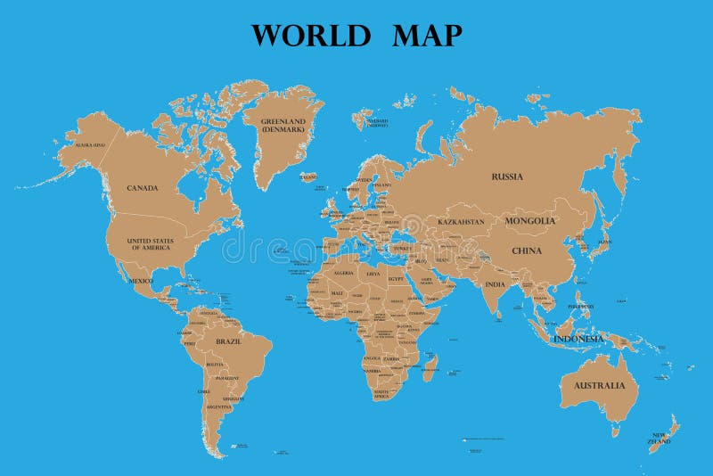 Carte Du Monde Avec Des Noms De Pays Illustration De Vecteur