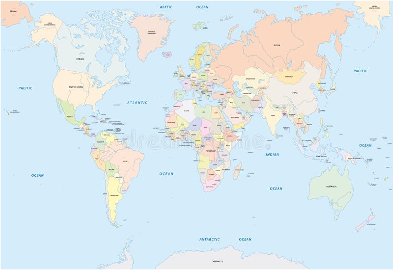 Carte Du Monde Dans L'anglais Illustration de Vecteur ...