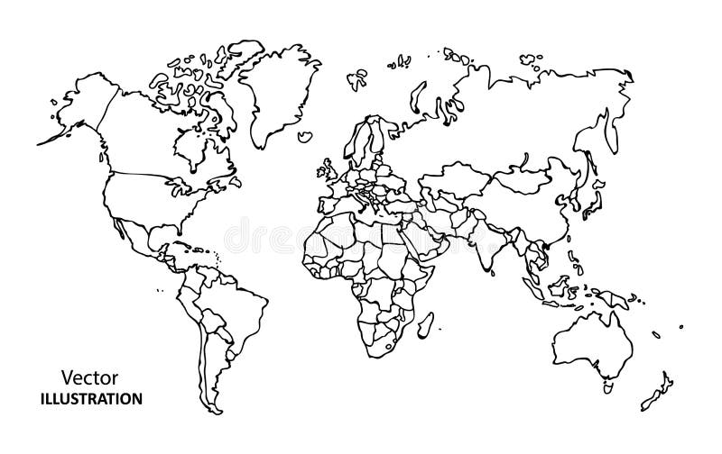 Carte Du Monde De Dessin De Main Illustration Stock