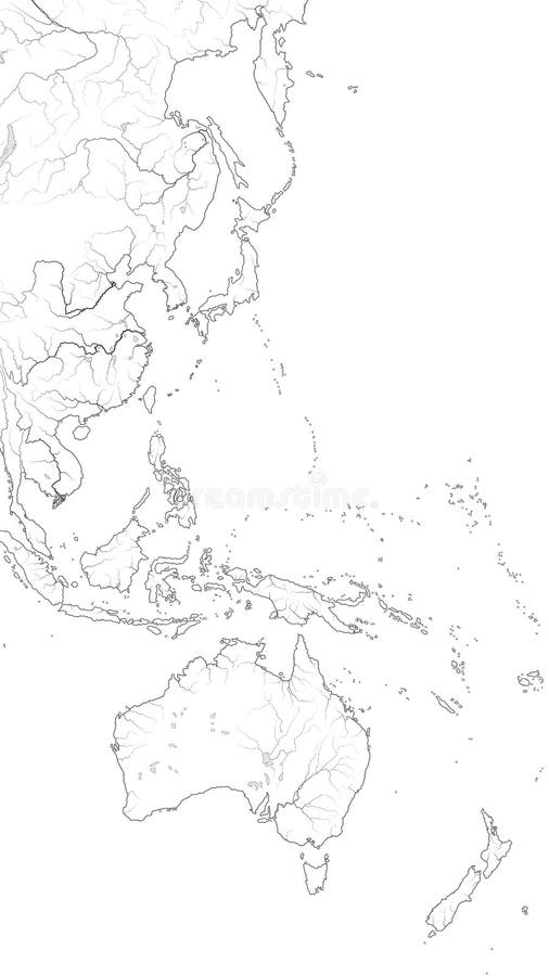 Carte du monde du littoral occidental de l'OCÉAN PACIFIQUE : L'Autralasie, Polynésie ( ; Region) de l'Asie et du Pacifiqu illustration stock
